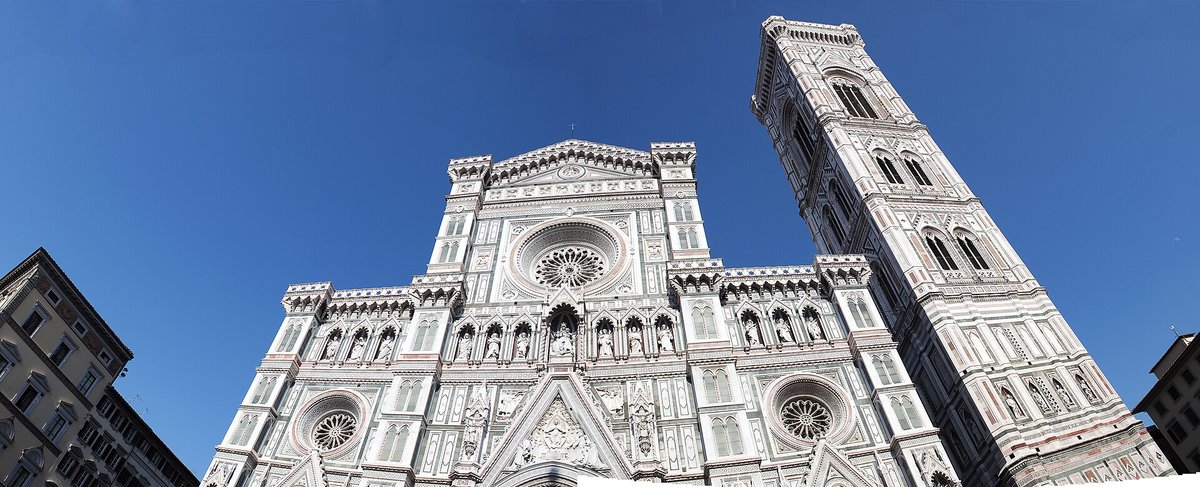 The marble façade and bell-tower of Florence Cathedral