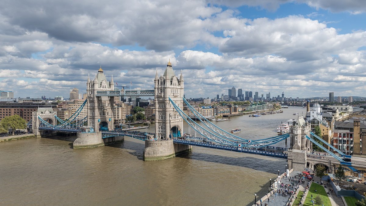 Tower Bridge with the towers of the City behind it