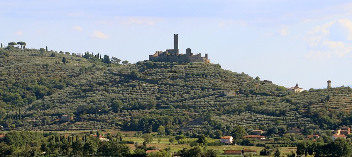 The hill of Montecchio with its tower in the wide Valdichiana