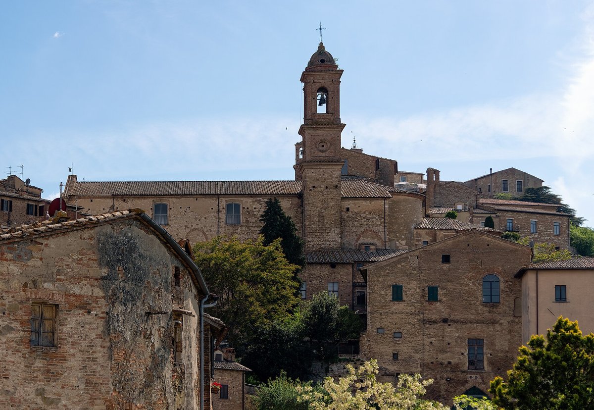 The hill town of Montepulciano with its church tower