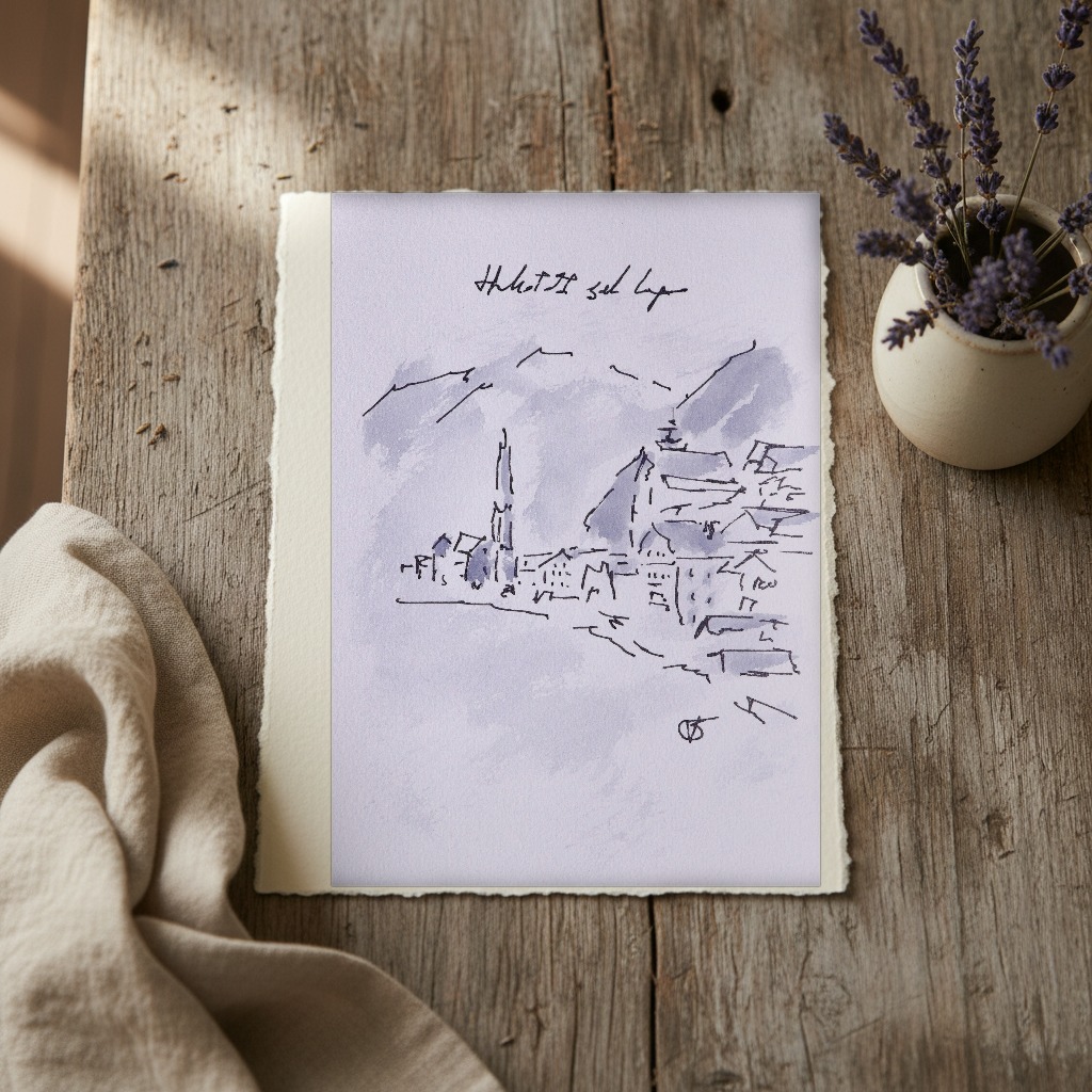 Hallstatt sul lago shown in a room setting