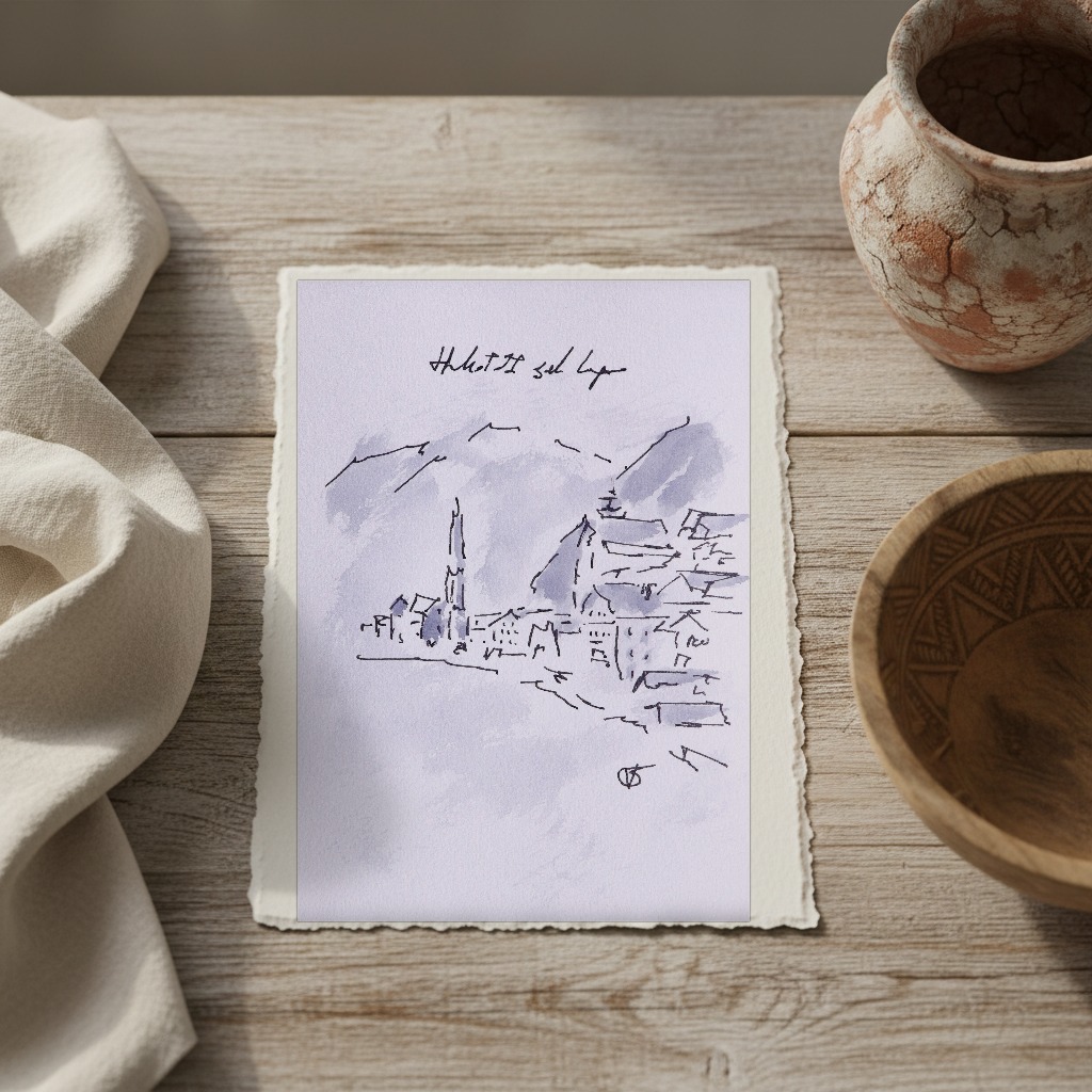 Hallstatt sul lago shown in a room setting