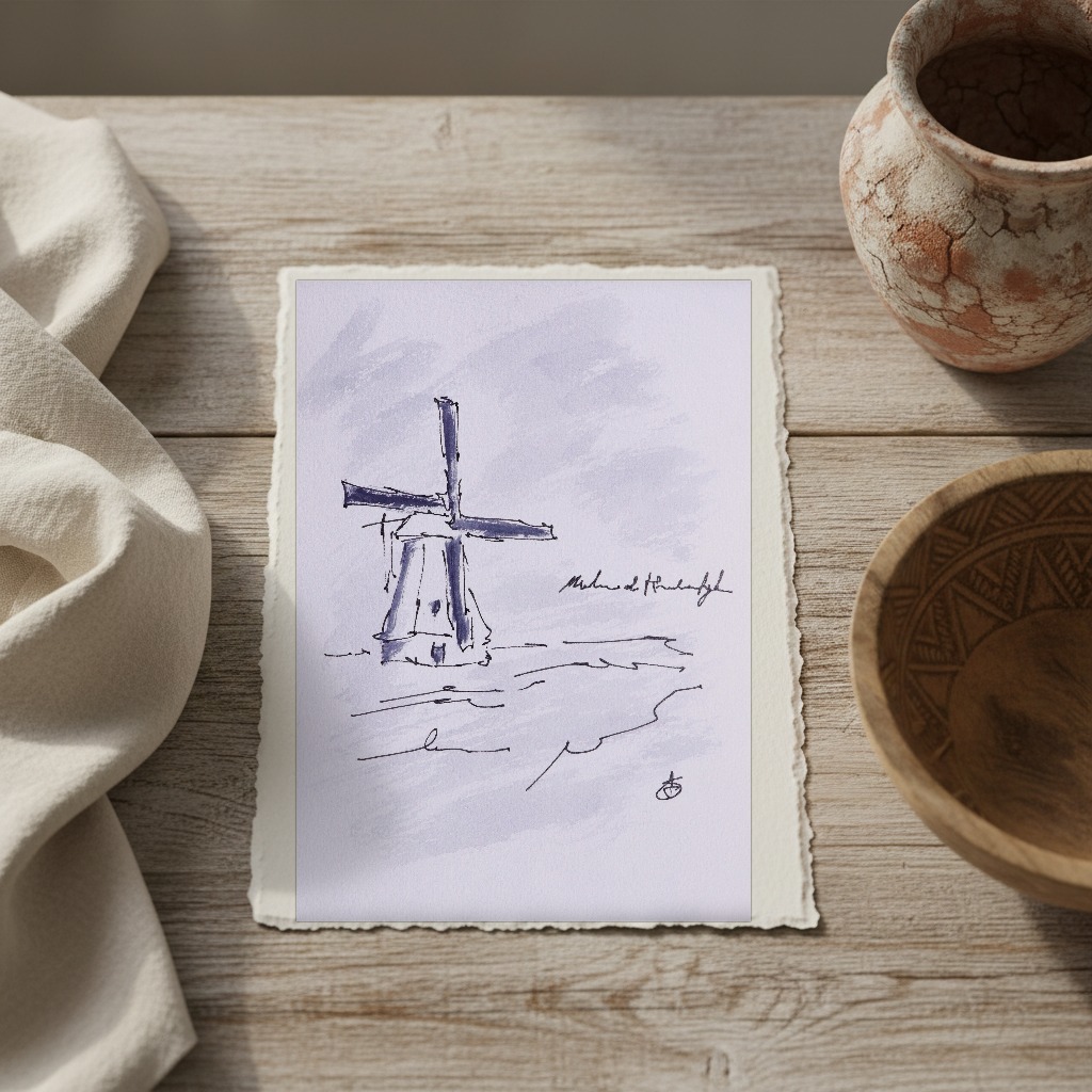 Mulino di Kinderdijk shown in a room setting
