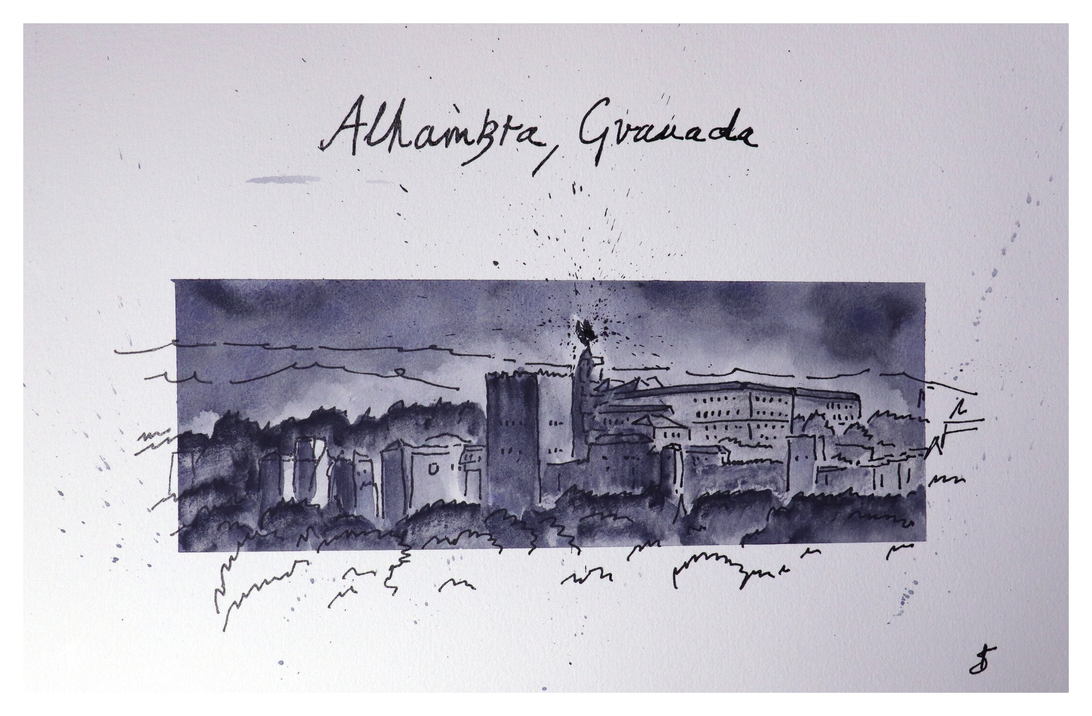 Alhambra, Granada — original ink and watercolour