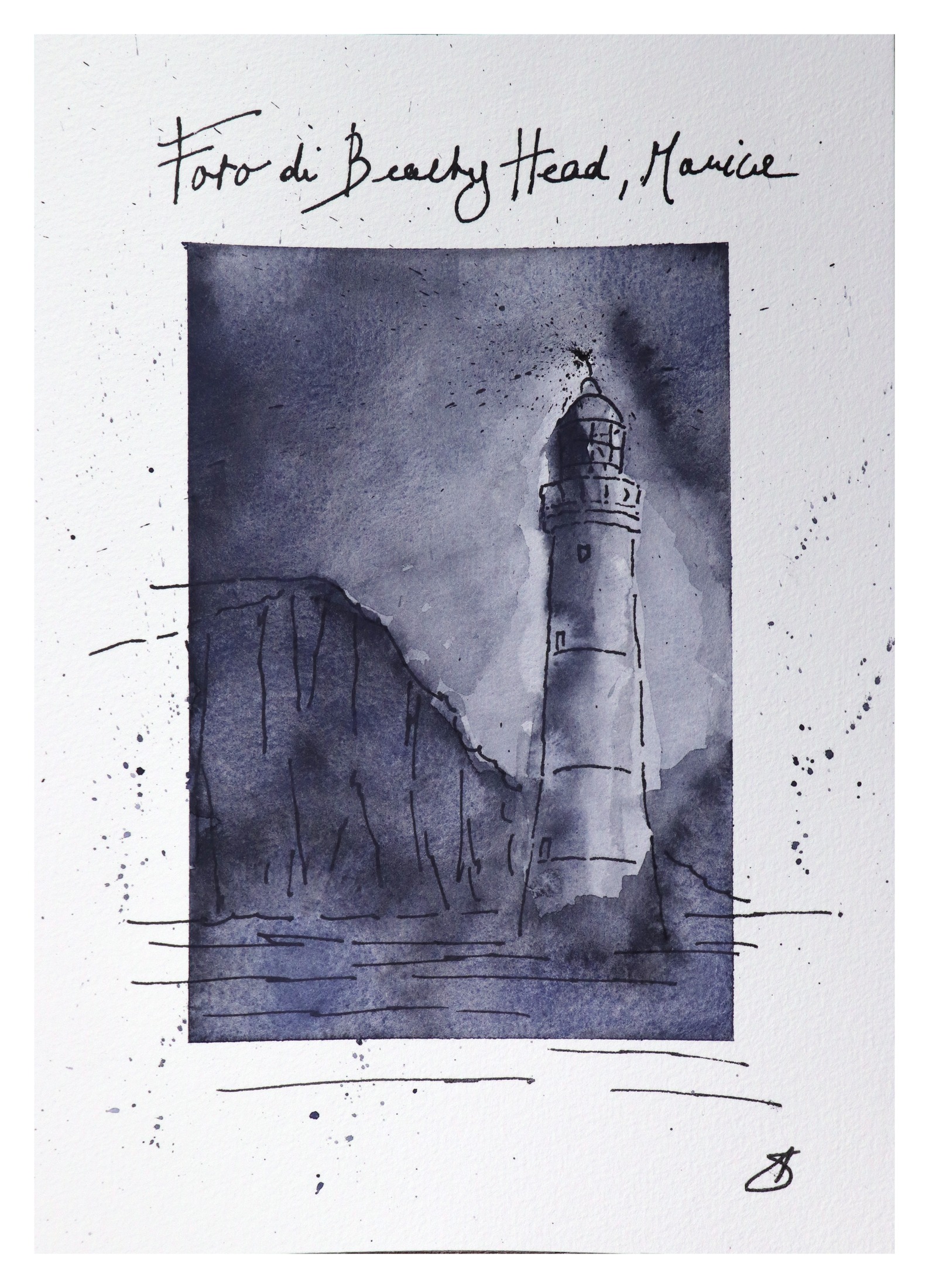 Faro di Beachy Head — original ink and watercolour