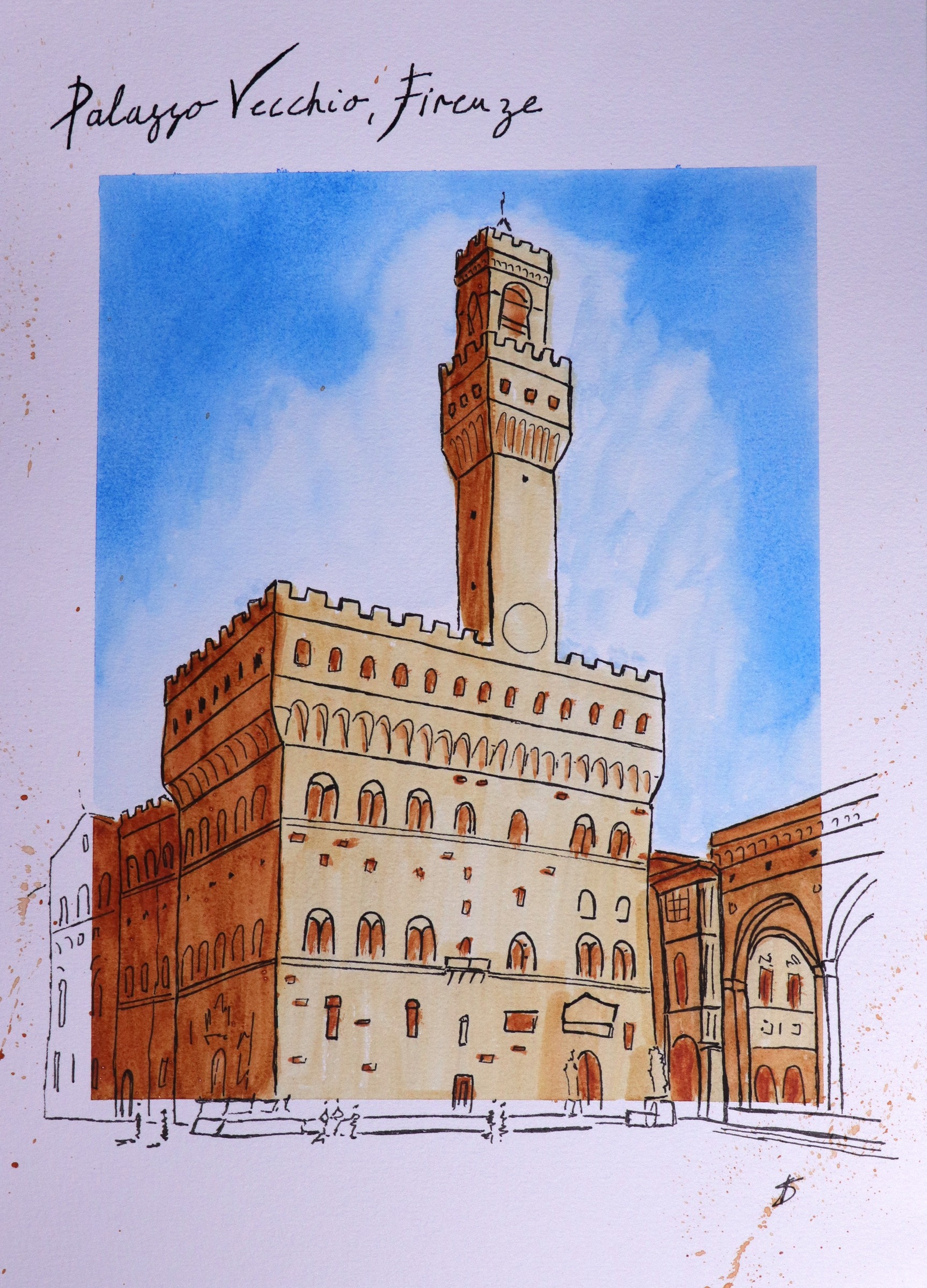 Palazzo Vecchio, Firenze — original ink and watercolour