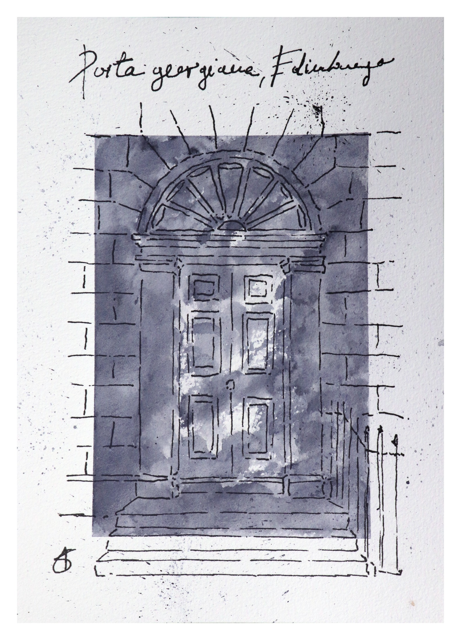 Porta a Edimburgo — original ink and watercolour