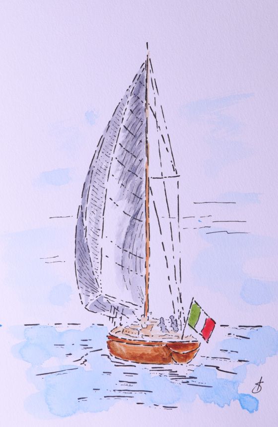 A Classic Wooden Sloop under Sail